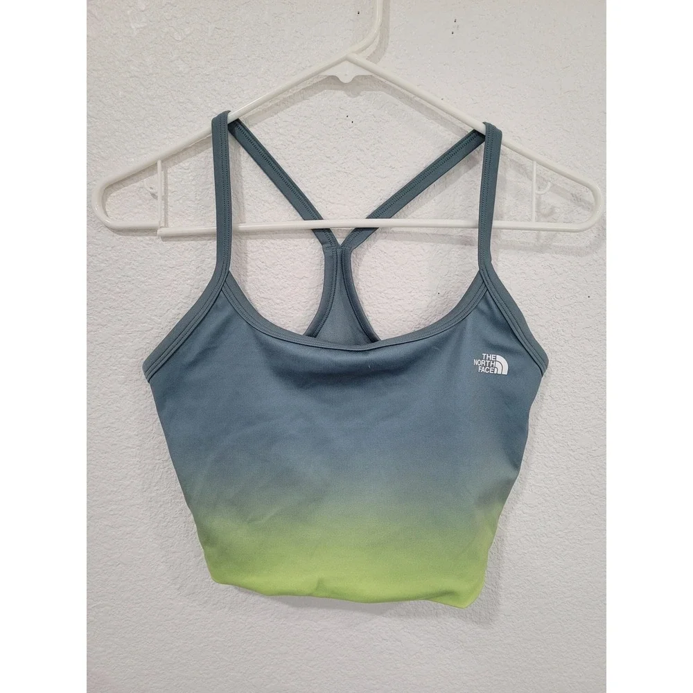 The North Face Women Ombre Athletic Sports Bra Crop Top XS Blue Racerback #21‎